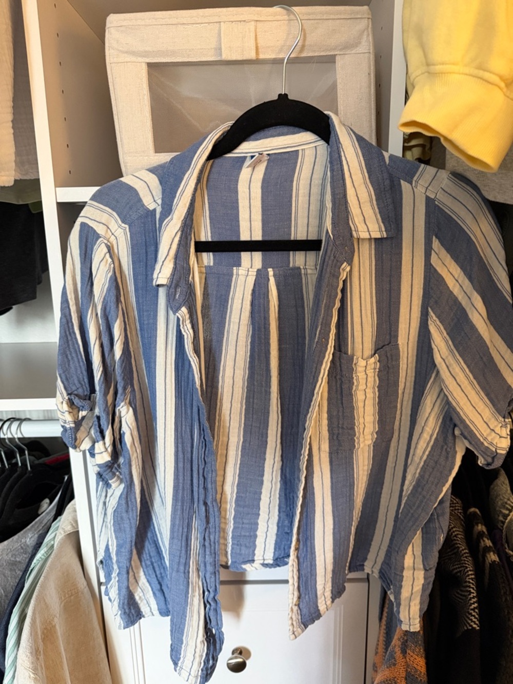 Old Navy Blue and White Vertical Stripe Button-Down Shirt